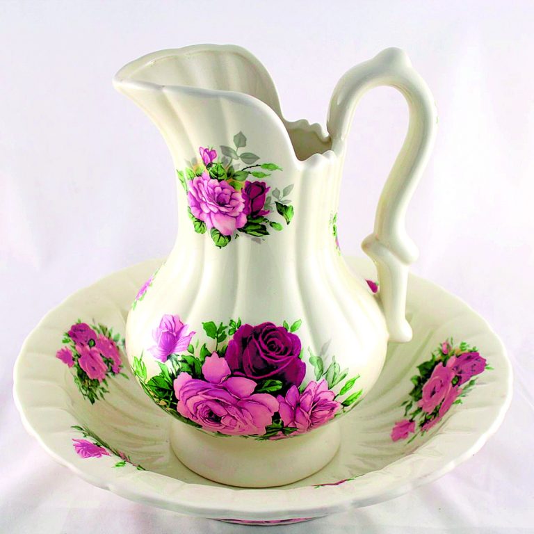 Porcelánový džbán (2,5 l) s umyvadlem v dekoru „květ růže“