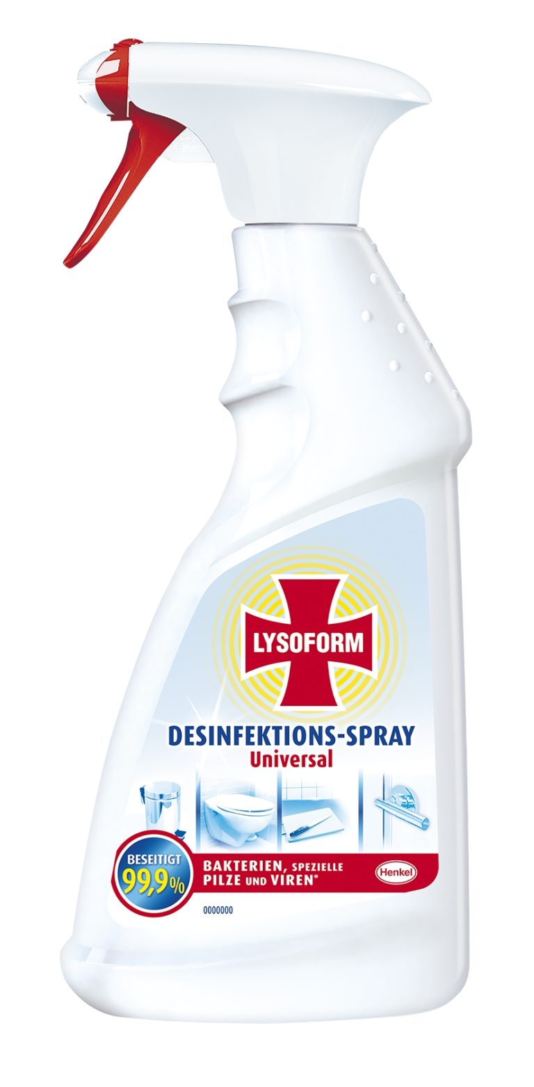 Lysoform dezinfekční sprej je každodenní víceúčelový čistič, který lze použít k dezinfekci téměř všech tvrdých povrchů a předmětů u vás doma i na cestách. Pomáhá chránit vaši rodinu před nemocemi tím, že zabraňuje šíření škodlivých bakterií a virů. Antibakteriální čistič odstraňuje až 99,9% bakterií, plísní a virů. Lze ho použít na různé povrchy v domácnosti, včetně umyvadla, vany, sprchového závěsu, zrcadla, dlaždic, desek, herních ploch pro děti, odpadkových košů, klik dveří, nábytku a oken. Lze také použít jako čistič na podlahu. Doporučená maloobchodní cena je 99,90 Kč.