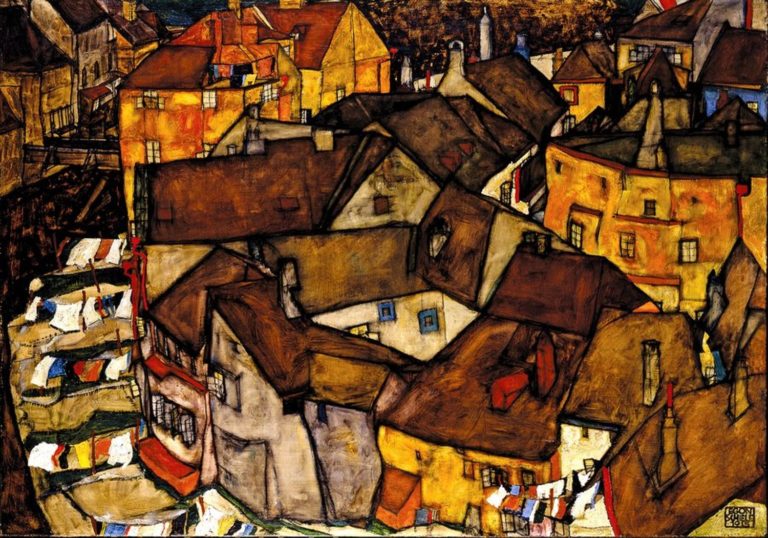 Takhle nějak viděl své milované město Egon Schiele.