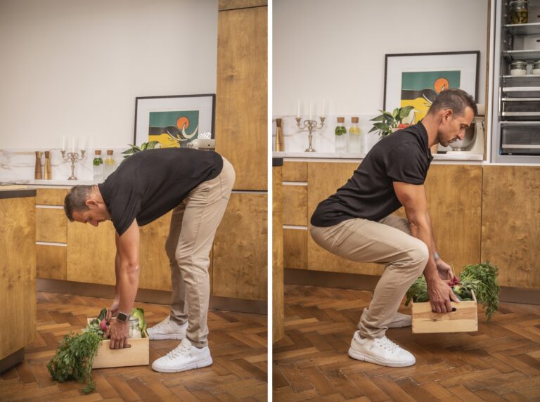 Zvedání nákupů - nesprávně a správně